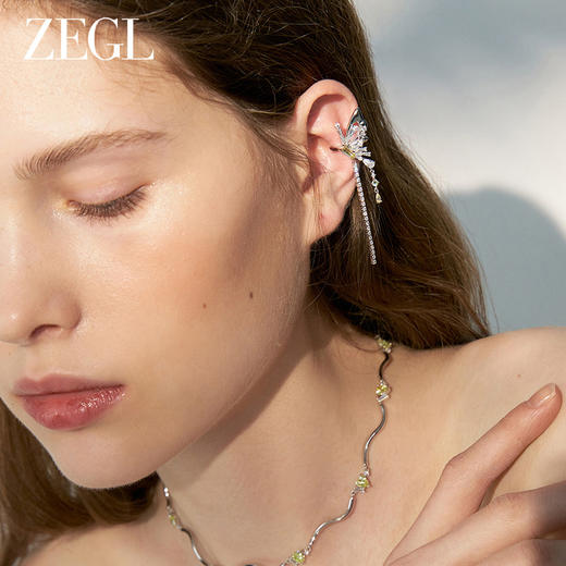 ZEGL设计师绿野漫迹系列925银蝴蝶耳夹女无耳洞耳骨夹耳环耳饰品 商品图2