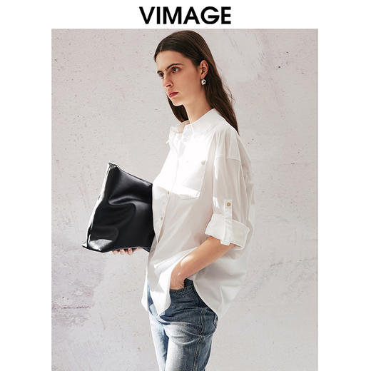 VIMAGE纬漫纪春夏时尚简约通勤百搭休闲显瘦衬衫女上衣V2109713 商品图2