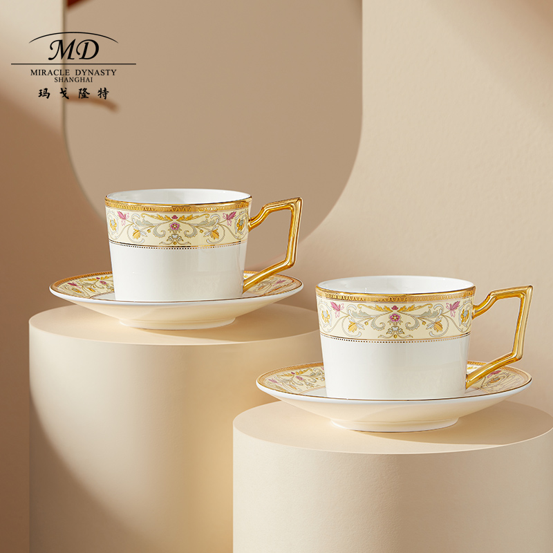 【玛戈隆特】欧洲花园骨瓷咖啡杯礼盒装对杯套装精致下午茶杯子送礼