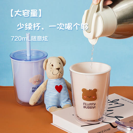乐扣乐扣（LOCK&LOCK）可爱双层塑料桌面吸管杯HAP529 商品图1