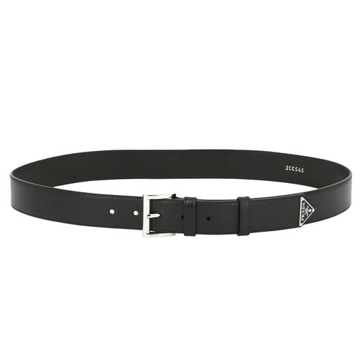 PRADA 普拉达 男士金属三角徽标皮革腰带 黑色 2CC545 070 F0002 商品图0