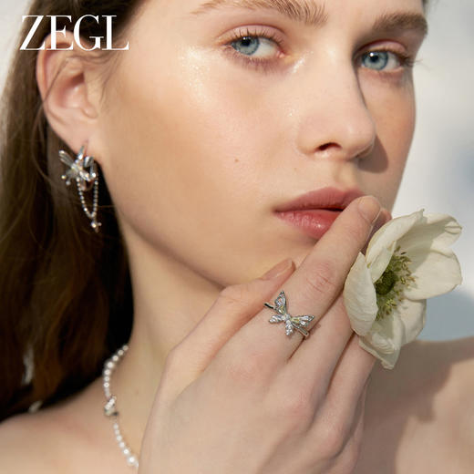 ZEGL设计师绿野漫迹系列925银蝴蝶戒指女小众设计开口指环食指戒 商品图1