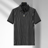 【凉感】【新款DDA】大依优型大码竖条纹短袖Polo衫翻领加肥加大男士大号弹力透气舒适夏季半袖透气 商品缩略图1