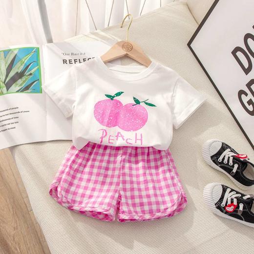 【清新小可爱套装】2024夏季新款宝宝女童短袖短裤套装苹果水蜜桃菠萝葡萄小清新童装 商品图3