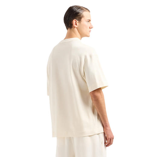 EMPORIO ARMANI 阿玛尼 男士徽标刺绣超大号厚重平纹针织圆领短袖T恤 米色 3D1TD5 1J0EZ 0128 商品图2