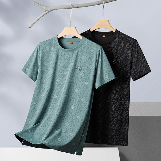 【新款DDP】大依优型大码满印短袖T恤圆领加肥加大男士大号弹力透气舒适夏季半袖透气 商品图1