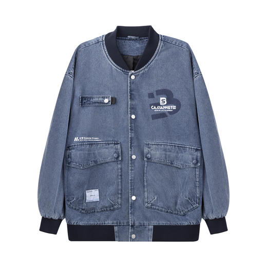【新品上新】HX 春季水洗棒球领牛仔茄克衫外套复古工装C105410036101 商品图0