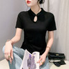 KQL-9905新款国风改良旗袍短袖T恤女潮国潮女装中国风复古风盘扣上衣 商品缩略图1