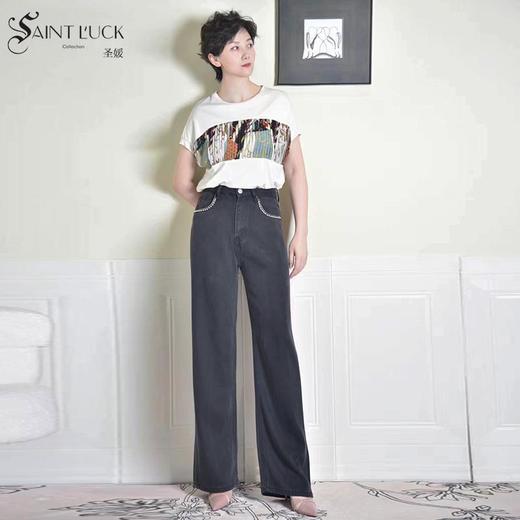 SAINT L’UCK/圣媛女装时尚直筒牛仔裤SA124C17 商品图0