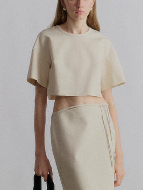 VC｜SS24007 oat Mena cropped top [ 短袖上衣   燕麦 ]