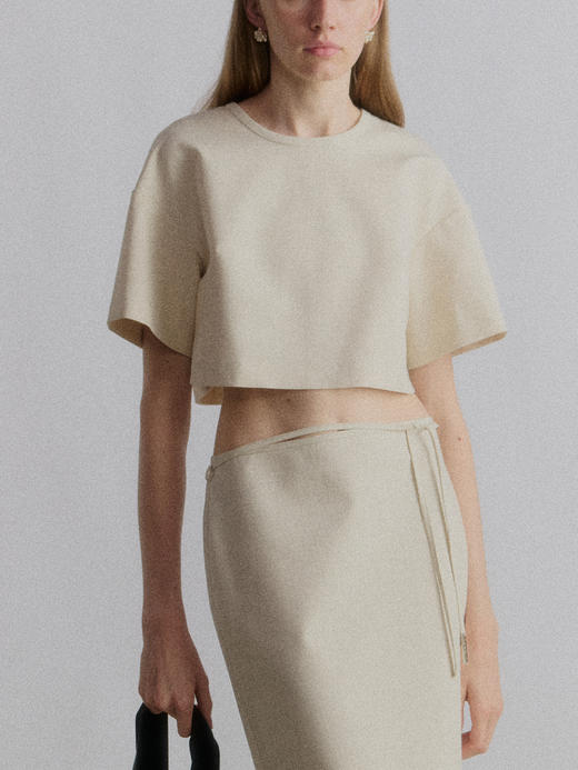 VC｜SS24007 oat Mena cropped top [ 短袖上衣   燕麦 ] 商品图0