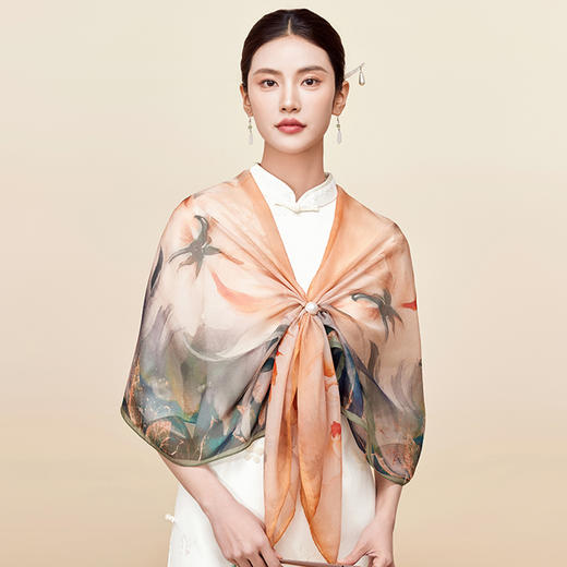 花间绮梦 真丝丝巾 商品图0