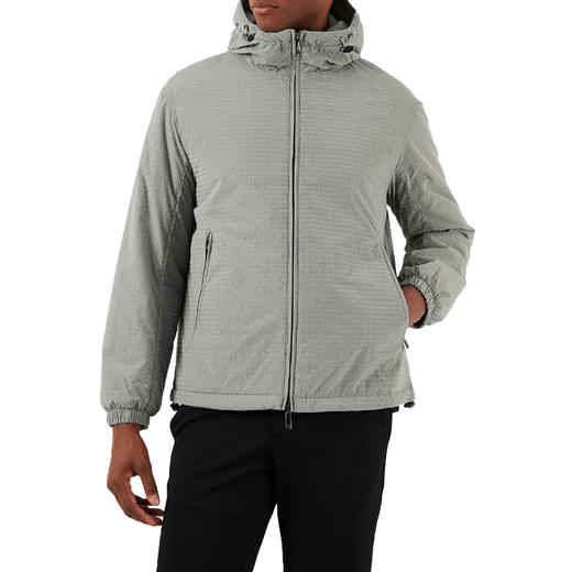 EMPORIO ARMANI 阿玛尼 男士宽松长袖连帽落肩双向拉链棉服 灰色 3D1BA8 1NJXZ 06G1 商品图0