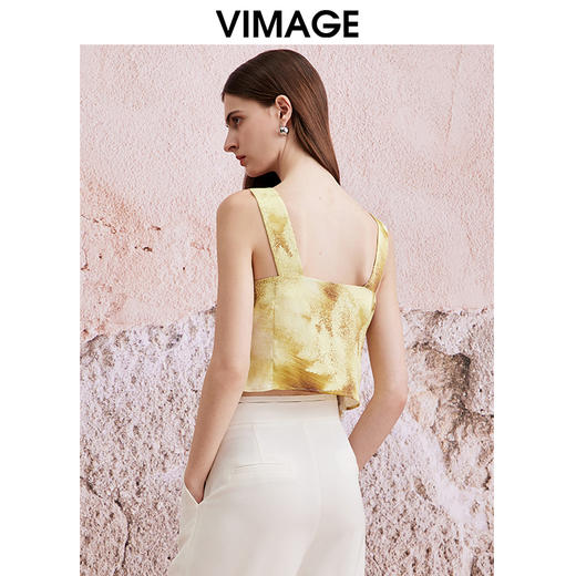 VIMAGE纬漫纪夏季新款设计感晕染印花显瘦无袖雪纺背心上衣V2113711 商品图4