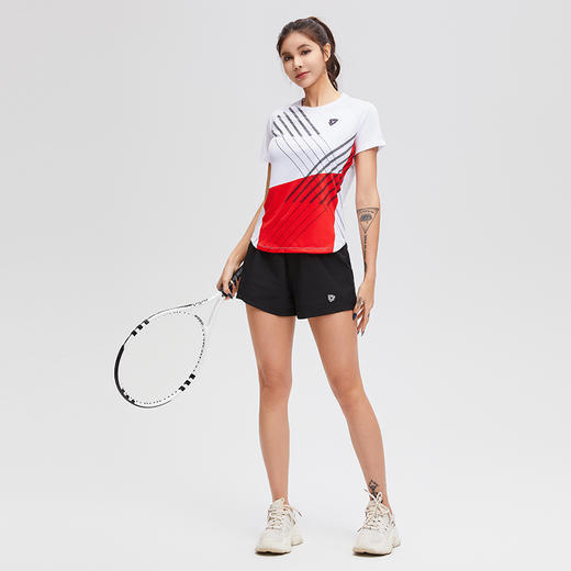 【49.9任选2件】科里芙夏季圆领短袖运动健身跑步上衣女透气显瘦气质健身衣 商品图3