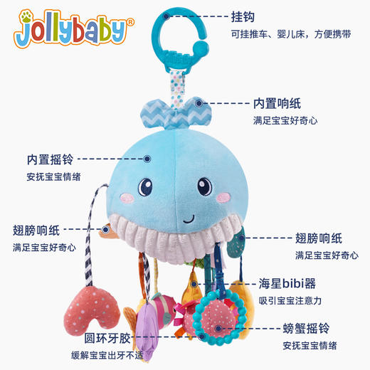 【能扯能啃的抽抽乐】jollybaby鲸鱼抽抽乐拉绳玩具 锻炼手部灵活 培养宝宝探索求知欲 商品图3