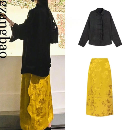 【E】大幂幂同款!新中式丝缎套装 商品图0