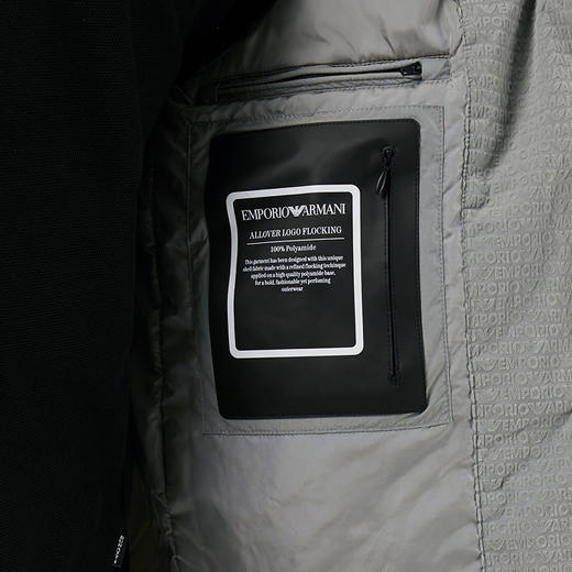 EMPORIO ARMANI 阿玛尼 男士宽松长袖连帽落肩双向拉链棉服 灰色 3D1BA8 1NJXZ 06G1 商品图3