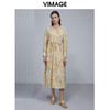 VIMAGE纬漫纪女装夏季新品V领复古轻薄水墨印花连衣裙V1507127 商品缩略图0