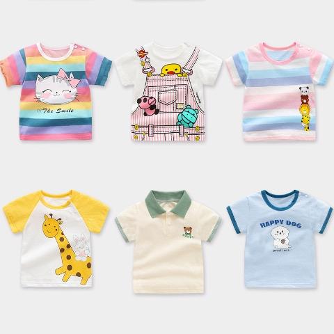 捡漏！49.9/3件【超多款！A类精梳棉】宝宝纯棉短袖T恤婴儿女童夏装薄款童装0岁1男童上衣3小童半袖儿童短袖-QQ 商品图0