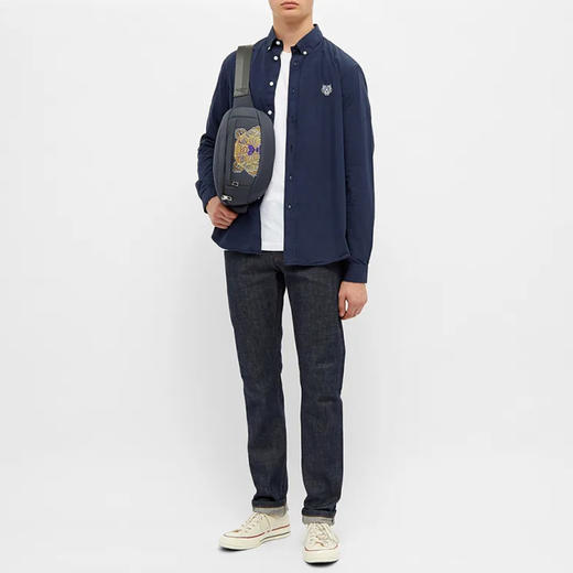 KENZO 高田贤三 男士虎头徽标刺绣棉质长袖衬衫 深蓝色 FA55 CH400 1LA 77 商品图3