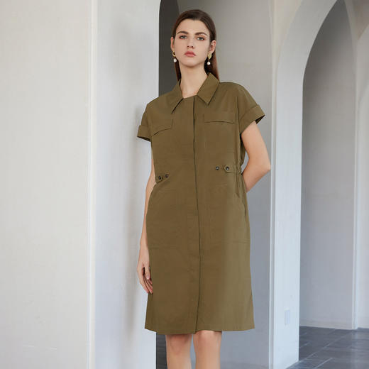【衬衫款棉质连衣裙】24年春夏新品女士棉质中长款连衣裙 商品图1