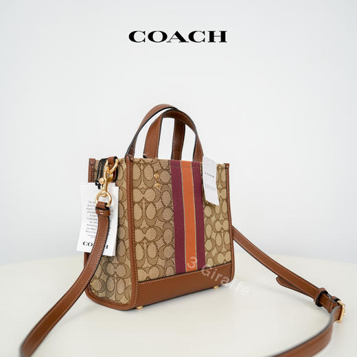 COACH蔻驰 深棕色老花小号dempsey托特手提斜挎包 女款C8417 #美国直邮 商品图1