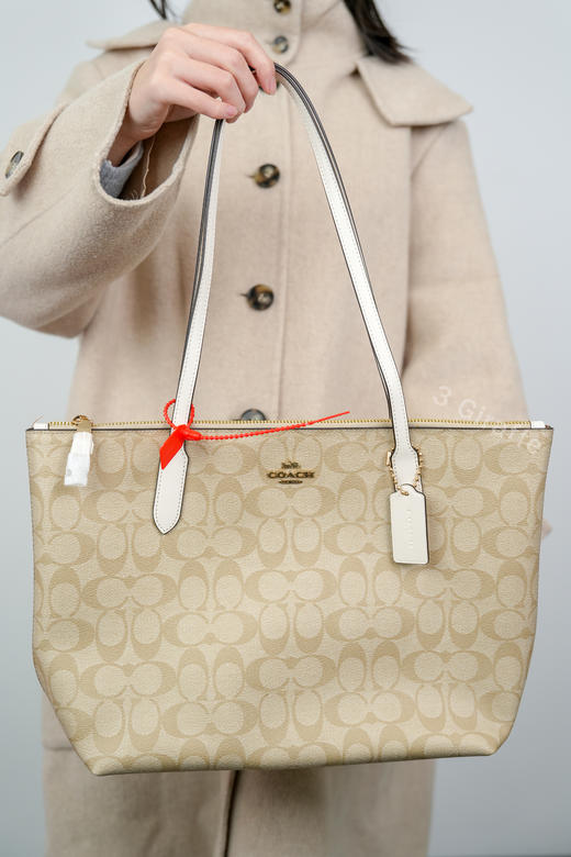COACH/蔻驰Zip Tote 30拉链开合奶白色托特包单肩包女款4455  #美国直邮 商品图3