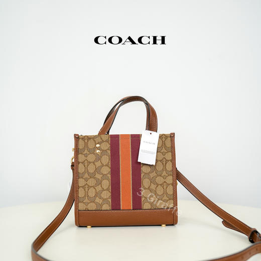 COACH蔻驰 深棕色老花小号dempsey托特手提斜挎包 女款C8417 #美国直邮 商品图2
