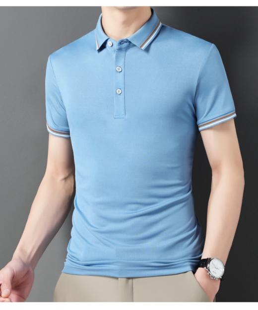 💗【国际米澜男士抗菌透气POLO衫】🔥 面料手感柔软，环保健康，不易变色，💦透气透湿不透水，毛纱领耐磨不起球，😍领子和袖口的撞色条纹搭配，更显年轻，不沉闷 商品图2