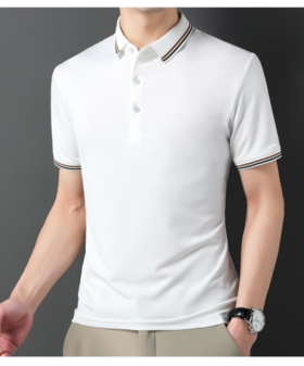 💗【国际米澜男士抗菌透气POLO衫】🔥 面料手感柔软，环保健康，不易变色，💦透气透湿不透水，毛纱领耐磨不起球，😍领子和袖口的撞色条纹搭配，更显年轻，不沉闷