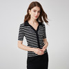 EITIE爱特爱修身显瘦黑白条纹翻领气质百搭针织衫上衣夏新款B2401306针织衫 商品缩略图2