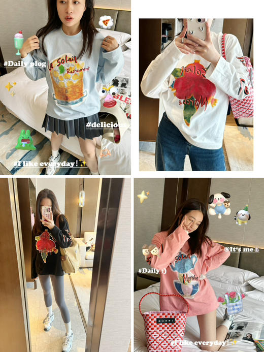 25特价 2403413   趣味食物印花长袖（4色） 商品图0