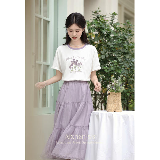 【65折秒杀】鹿向南「紫荆花香」法式浪漫短裙半身裙L35380-1 商品图1