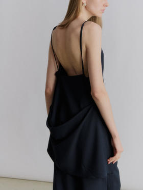 VC｜SS24071 Esha draped top [ 吊带上衣 深蓝 / 米 ]