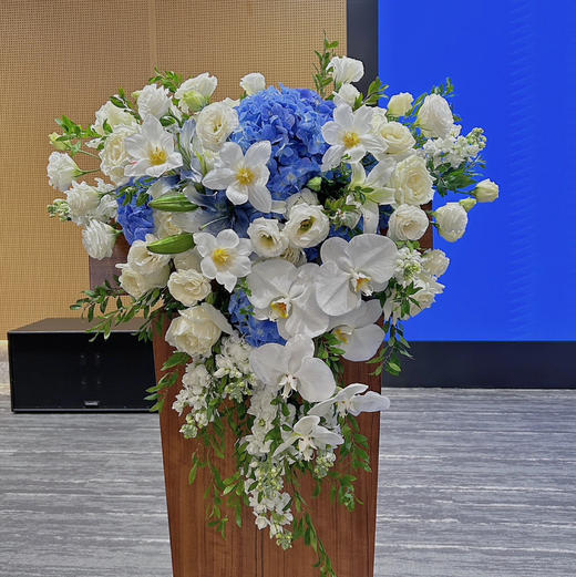 蝴蝶兰绣球蓝白色清爽讲台花 商品图0