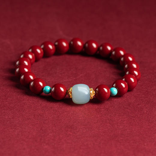 天然和田玉转运珠朱砂手串 商品图0