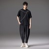 PINLI品立2024夏季新款男士拼接短袖T恤锁链织带潮牌宽松休闲体恤B242111042 商品缩略图4