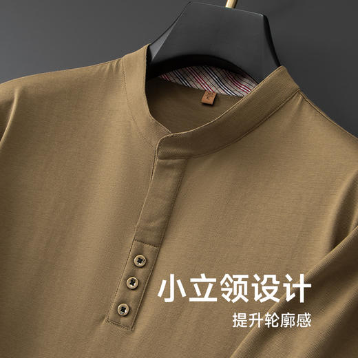 【纯棉】【新款DDP】大依优型大码小立领短袖T恤加肥加大男士大号弹力透气舒适夏季半袖透气中式 商品图2