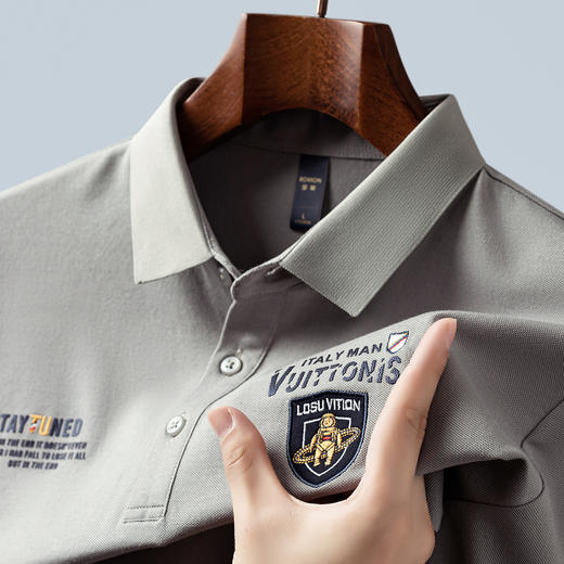 【蚕丝棉】罗蒙男士万针绣商务polo衫男短袖男夏季薄款男士短袖t恤男 商品图5