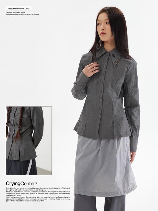 CryingCenter 双层领子修身OL通勤可塑质感衬衣 哭喊中心 商品图3