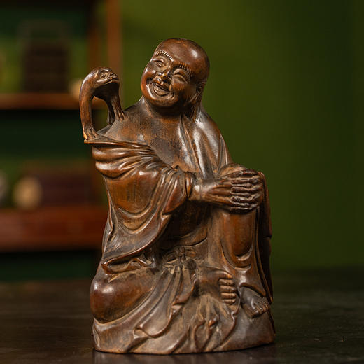 清 楠木雕刘海戏金蟾摆件 商品图0