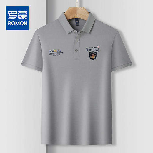 【蚕丝棉】罗蒙男士万针绣商务polo衫男短袖男夏季薄款男士短袖t恤男 商品图0