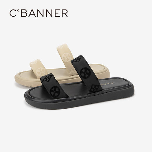 千百度沙滩海边一字拖女款夏季平底可外穿休闲舒软凉拖鞋A24375181 商品图1