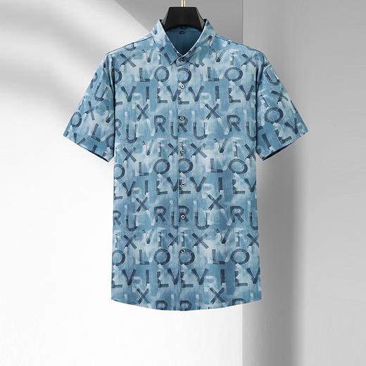 【Q】【新款DDA】大依优型大码短袖衬衫花衬衫加肥加大男装大号大码衬衣上衣男士绅士商务休闲半袖夏季 商品图0