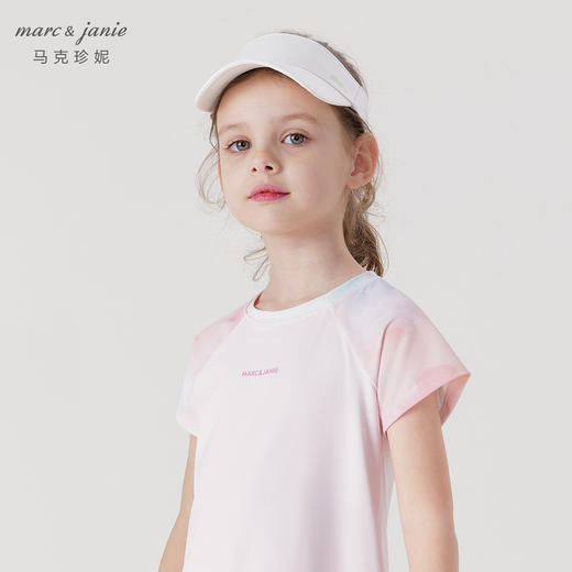 [凉感防晒]马克珍妮女童炫彩运动短袖T恤儿童上衣夏装新款240330 商品图2