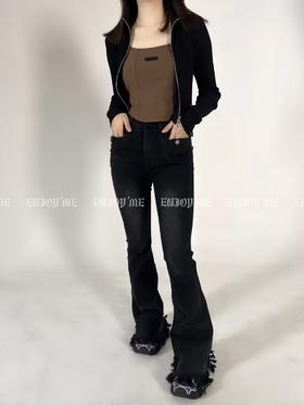 【门店同款】ENJOY春季复古须毛边喇叭裤 157006937