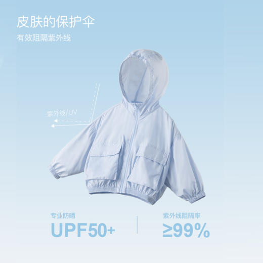 马克珍妮男女童大口袋蝙蝠袖超轻防晒衣儿童防晒服夏装新款240362 商品图3