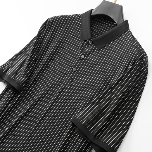 【凉感透气】【新款DDA】大依优型大码竖条纹短袖Polo衫翻领加肥加大男士大号弹力透气舒适夏季半袖透气 商品图2