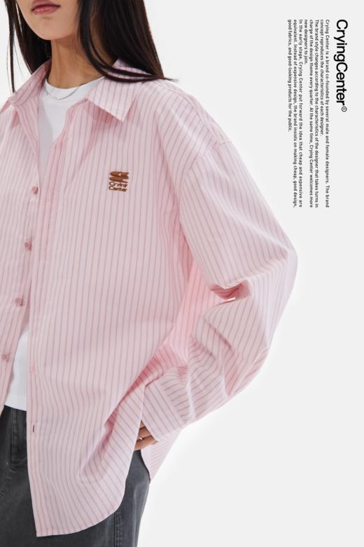 CryingCenter 樱花粉条纹春夏日系宽松薄衬衫含天丝棉 哭喊中心 商品图5